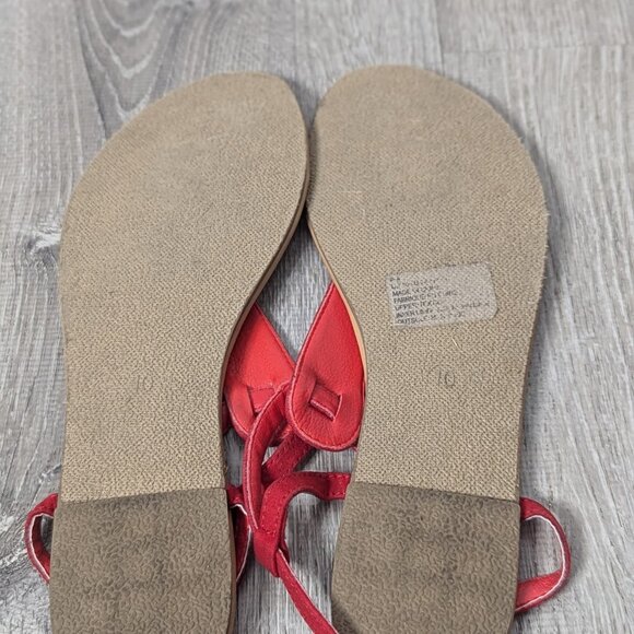 Just Fab Red Thong Sandals Size 10 - Picture 3 of 3